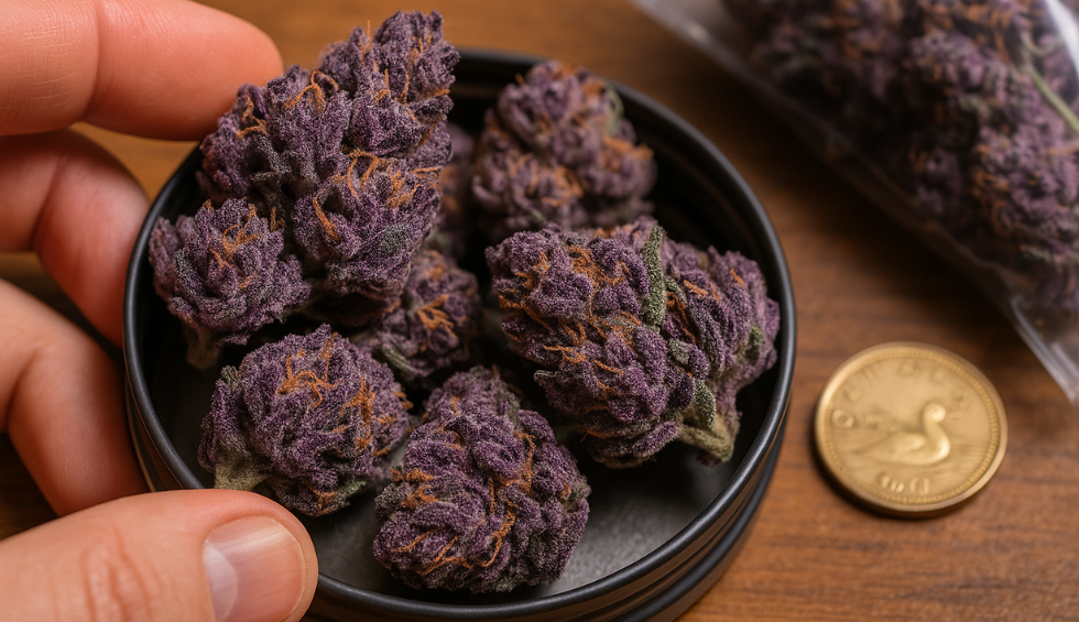 Cime di CBD viola coltivate indoor